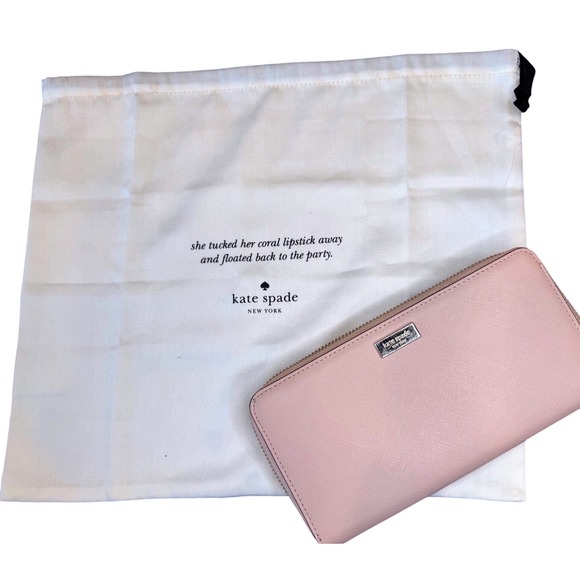 kate spade Handbags - Kate Spade New York Pink Saffiano Leather Zip Around Wallet with Dust Bag